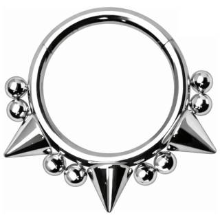 Piercing anneau clicker acier � piques et perles (septum, lobe, h�lix...)