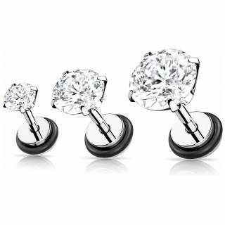 Faux plug clair en acier sertis de zirconiums