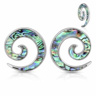 Paire d'�carteurs spirale en acier � inclusion d'Abalone