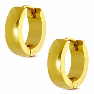 Paire de boucles d'oreilles anneaux bomb�s dor�s en acier