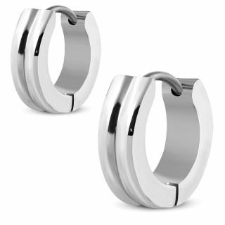 Paire de boucles d'oreilles c�tel�es en acier