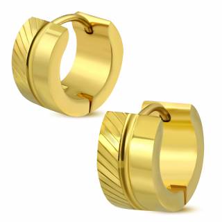Paire de boucles d'oreilles dor�es en acier � double design