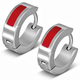 Paire de boucles d'oreilles en acier � bande color�e