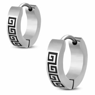 Paire de boucles d'oreilles en acier � frise grec