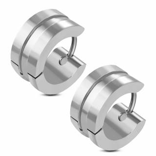 Paire de boucles d'oreilles en acier � large rainure centrale