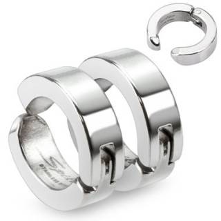 Paire de fausses boucles d'oreilles homme en acier argent�