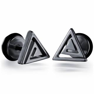 Paire de Faux plugs acier � triangle noir en spirale "SPIRATHOS NIGRA"