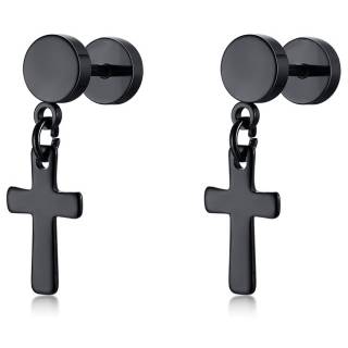 Paire de Faux plugs noirs � croix latine suspendue