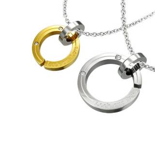 Paire de pendentifs acier anneaux Lock our Love