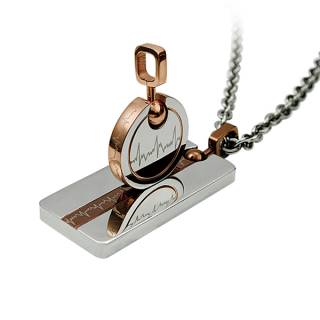 Paire de pendentifs acier electro-cardiogramme
