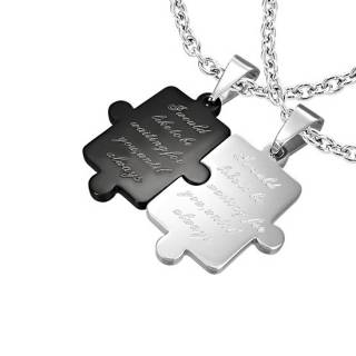 Paire de pendentifs acier Puzzle Love