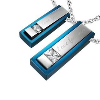 Paire de pendentifs acier sticks Love Forever