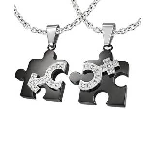 Paire de pendentifs Puzzle feminin masculin