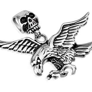 Pendentif acier aigle en vol �  b�li�re crane