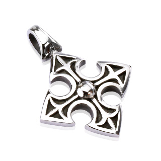 Pendentif acier croix m�di�val celtique