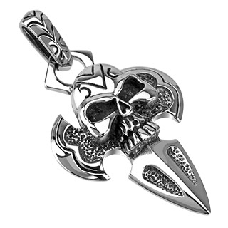 Pendentif acier dague avec t�te de mort