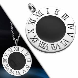 Pendentif acier m�daillon � chiffre romains