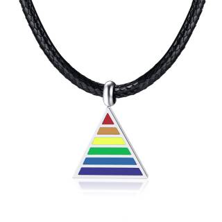Pendentif acier triangle arc en ciel
