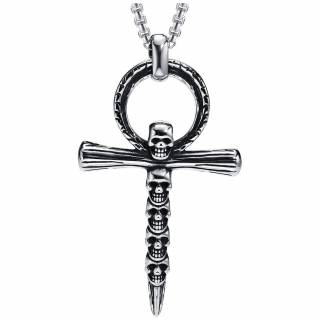 Pendentif Ankh gothique � cranes empil�s en acier