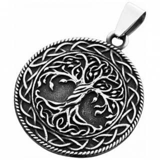 Pendentif celte rond en acier � Arbre de Vie