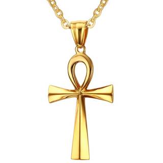 Pendentif croix �gyptienne (�nkh) dor�e en acier