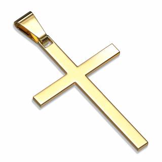 Pendentif croix latine dor�e en acier