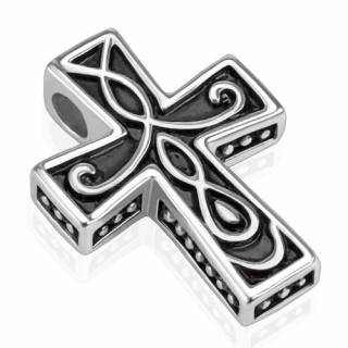 Pendentif en acier croix tribale noircie