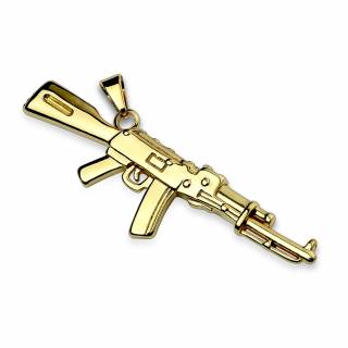 Pendentif fusil semi-automatique en acier dor�