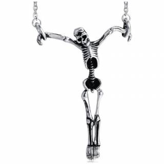 Pendentif gothique � squelette prisonnier oubli� en acier
