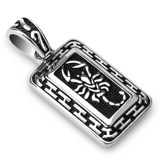Pendentif homme acier � motifs en H et scorpion
