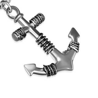 Pendentif homme acier ancre de marine encord�e