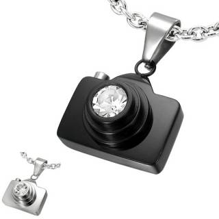 Pendentif homme acier appareil photo