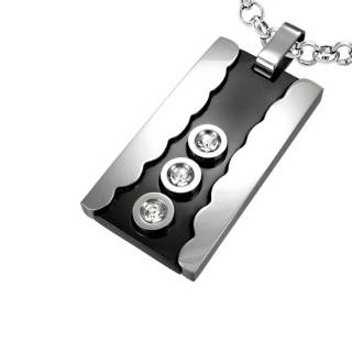 Pendentif homme acier bulles zircon