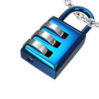 Pendentif homme acier cadenas bleu