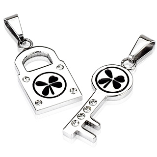 Pendentif homme acier cadenas et cl�