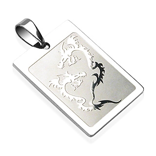 Pendentif homme acier carte dragons