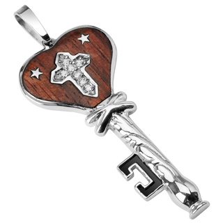 Pendentif homme acier cl� de croix