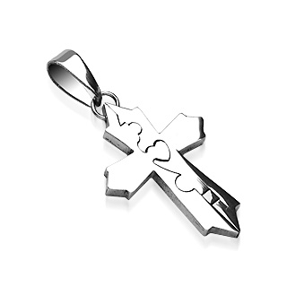 Pendentif homme acier croix bris�e