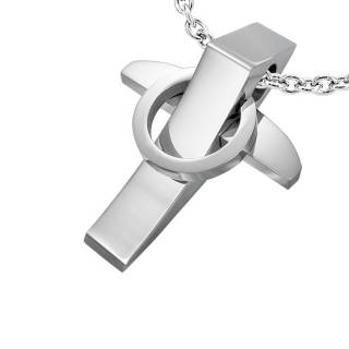 Pendentif homme acier croix g�om�trique