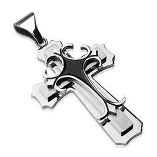 Pendentif homme acier croix mystiques