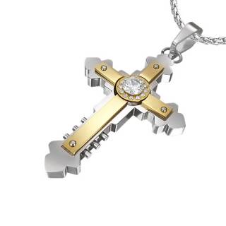 Pendentif homme acier croix Seigneuriale