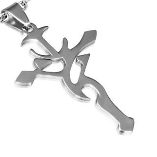 Pendentif homme acier croix tribale