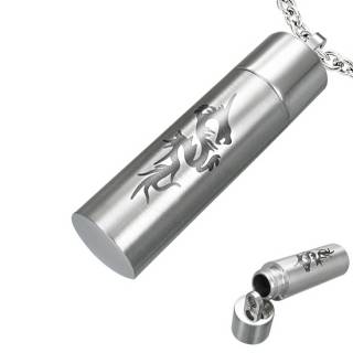 Pendentif homme acier cylindre motif dragon