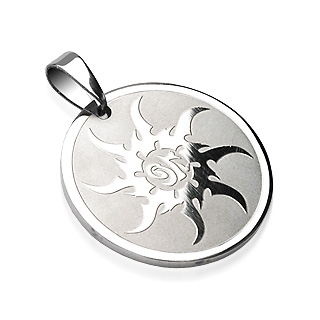 Pendentif homme acier disque solaire
