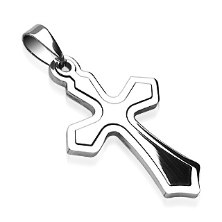 Pendentif homme acier double croix amovible
