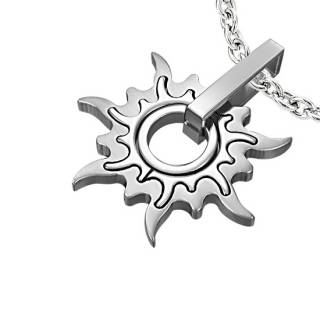 Pendentif homme acier embl�me soleil