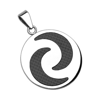 Pendentif homme acier et fibre de carbone disque lunaire