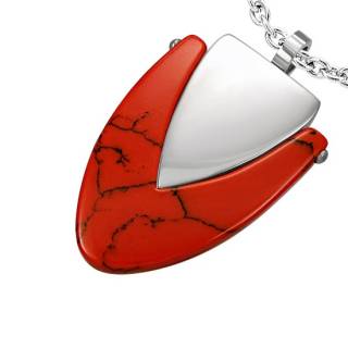 Pendentif homme acier et pointe turquoise rouge