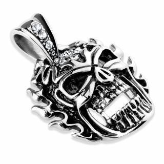 Pendentif homme acier goth-rock crane enflamm�