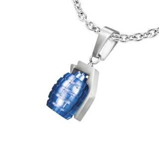 Pendentif homme acier grenade color�e